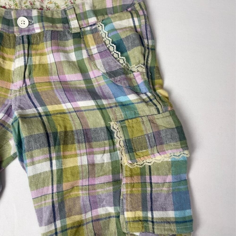 Derek Heart Plaid Cargo Bermuda Shorts Lace Trim Cottagecore Grunge Size M - Picture 8 of 10